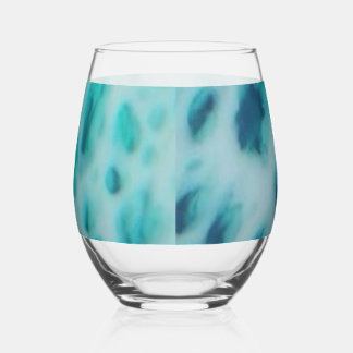 Blue Crush - Abstract Coastal Artwork Stemless Wine Glass