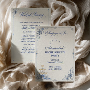 Blue Crystal Champagne on Ice Bachelorette Invitation