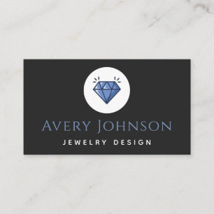 Blue Crystal Diamond Jewellery Design Social Media Business Card