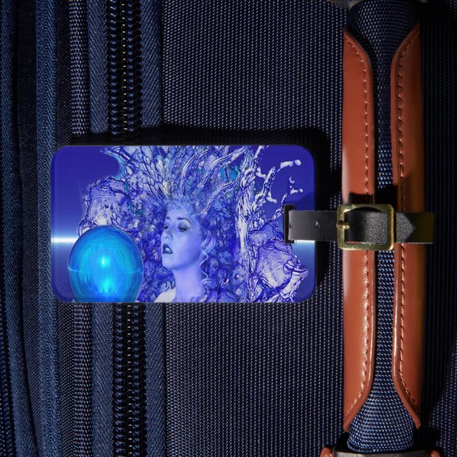 Blue Crystal Luggage Tag (Front Insitu 4)