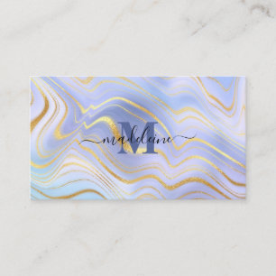 Blue Crystal Marble Iridescent Agate Business Card