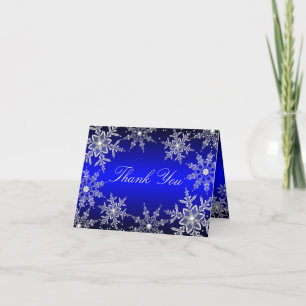 Blue Crystal Snowflake Christmas Thank You Card