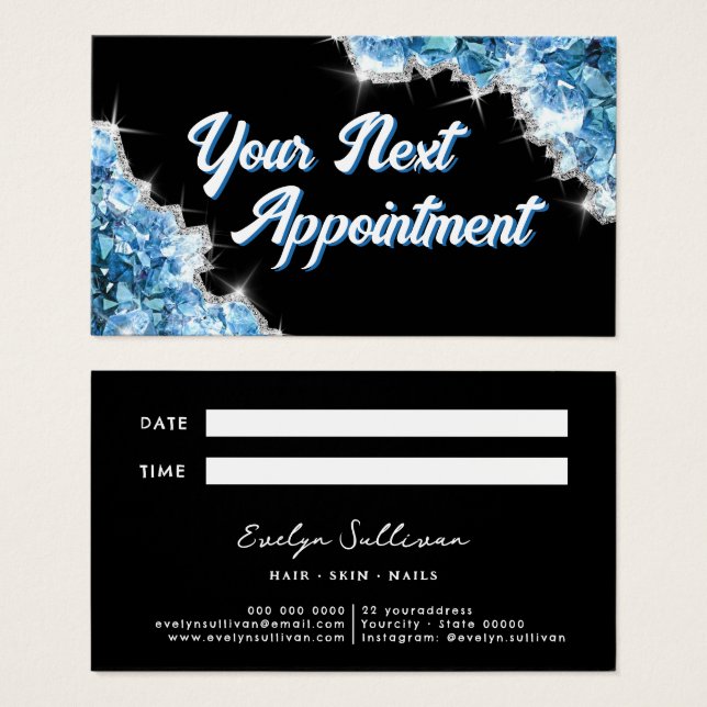 Blue crystals appointment card (Front & Back)