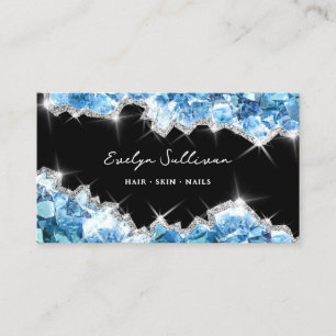blue crystals geode business card