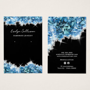 Blue crystals jewellery display card
