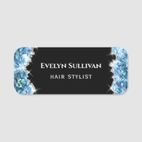Blue crystals name tag