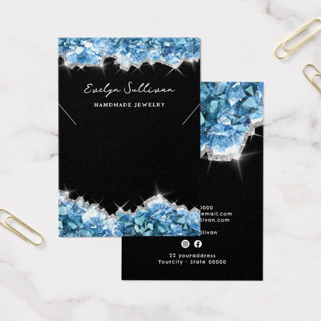 Blue crystals necklace display card (Office)