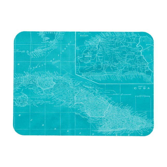 Blue Cuba Map Magnet (Horizontal)