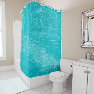Blue Cuba Map Shower Curtain