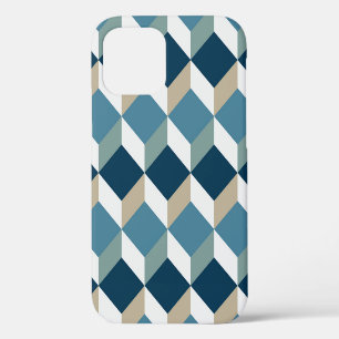 Blue Cubes: Geometric Seamless Pattern iPhone 12 Case