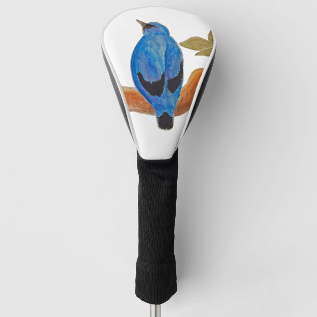 Blue Cuckooshrike Watercolor Bird Golf Head Cover (Front)