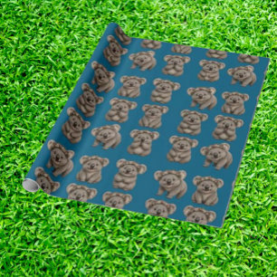 Blue cuddly Australian koalas Wrapping Paper