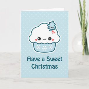 Blue Cupcake Holiday Card