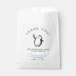 Blue cupcake penguin celebration boy's birthday favour bags
