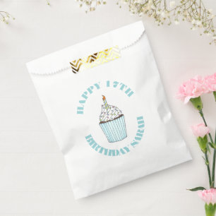 Blue Cupcake Personalised Birthday Party Favour Favour Bags