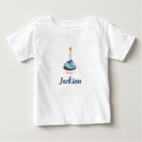 Blue Cupcake with Birthday Candle and Name