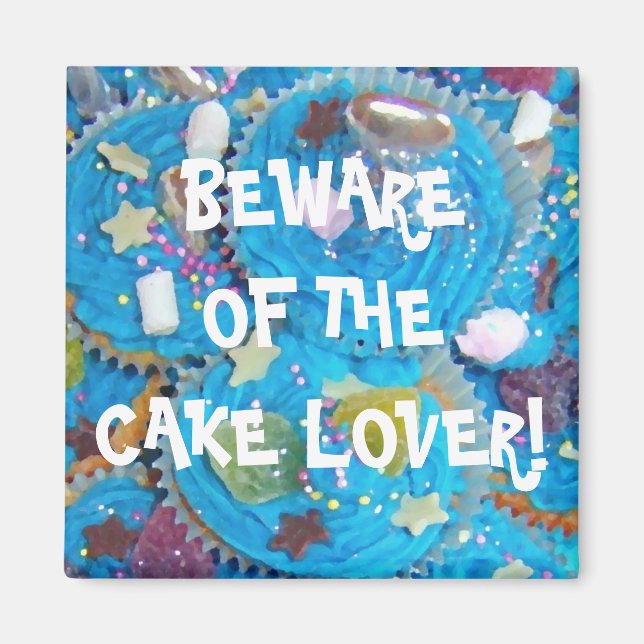 Blue Cupcakes 'cake lover'  fridge magnet (Front)