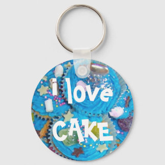 Blue Cupcakes 'i love CAKE' keychain