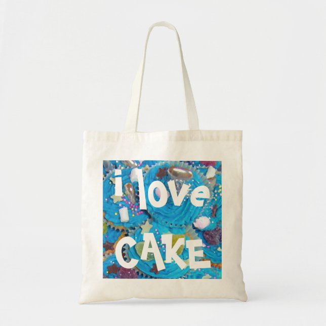 Blue Cupcakes 'i love cake' tote bag (Front)
