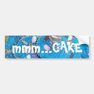 Blue Cupcakes 'mmm... cake' bumper sticker