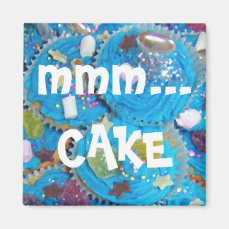 Blue Cupcakes 'mmm...cake' fridge magnet