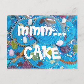 Blue Cupcakes 'mmm... CAKE' postcard