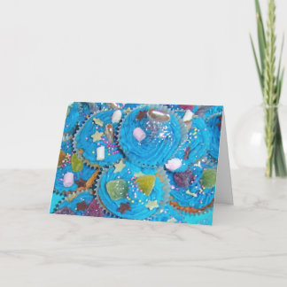 Blue Cupcakes 'Thank You' greetings card