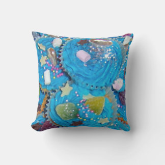 Blue Cupcakes throw pillow square