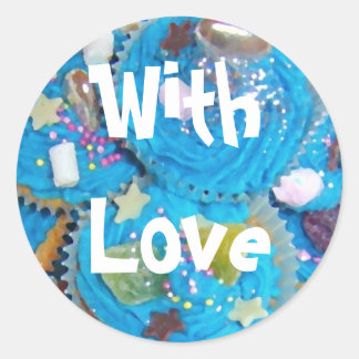 Blue Cupcakes 'With Love' sticker