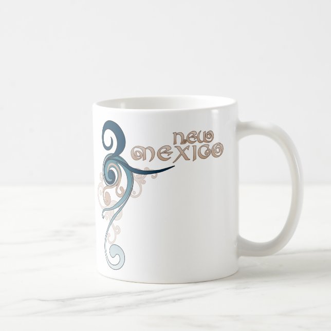 Blue Curly Swirl New Mexico Mug (Right)