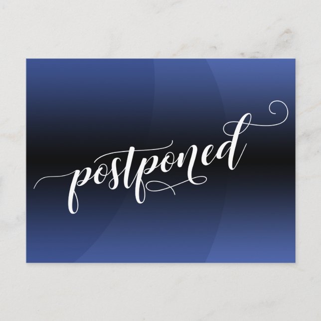Blue Curve Postponed Wedding Announcement Postcard (Front)
