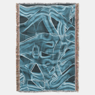 Blue curved overlapping band highlighted by relief throw blanket