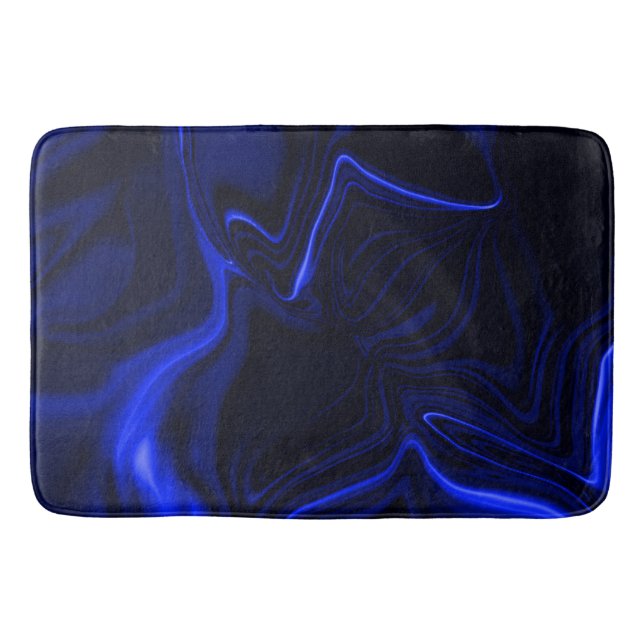 Blue curves and ripples in dark blue image  bath mat (Front)