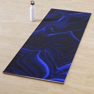 Blue curves and ripples in dark blue image  yoga mat