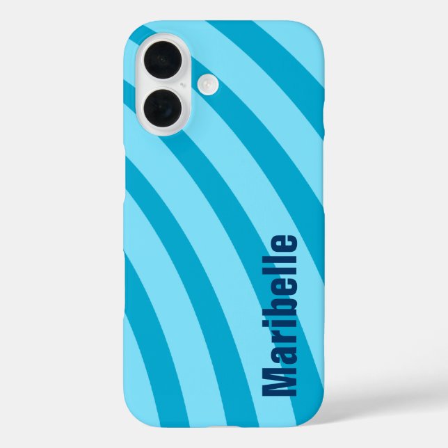 Blue Curving Stripes "Add Your Name" Case-Mate iPhone Case (Back)