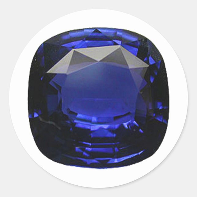 Blue Cushion-cut Sapphire Classic Round Sticker (Front)