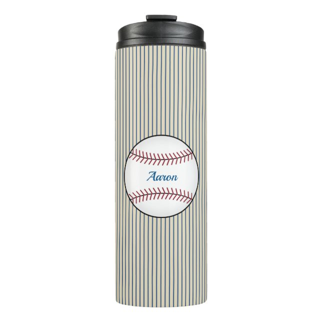 Blue Custom Baseball Thermal Coffee Tumbler  (Front)