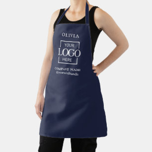 Blue Custom Business Logo & Employee Name Branded Apron