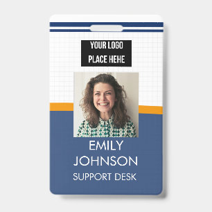 blue Custom Business Logo Employee Photo Badge ID Badge