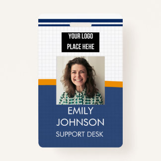 blue Custom Business Logo Employee Photo Badge ID Badge