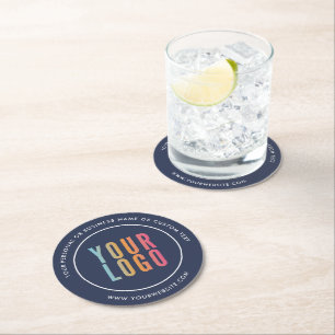 Blue Custom Business Logo Promotional Round Paper Coaster
