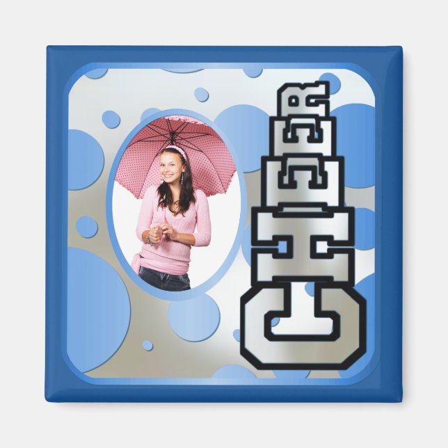 Blue Custom Cheerleader Photo Magnet (Front)