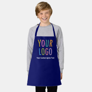 Blue Custom Child Apron with School Logo & Text