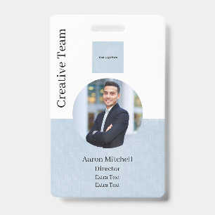 Blue Custom Company Modern Employee ID Badge