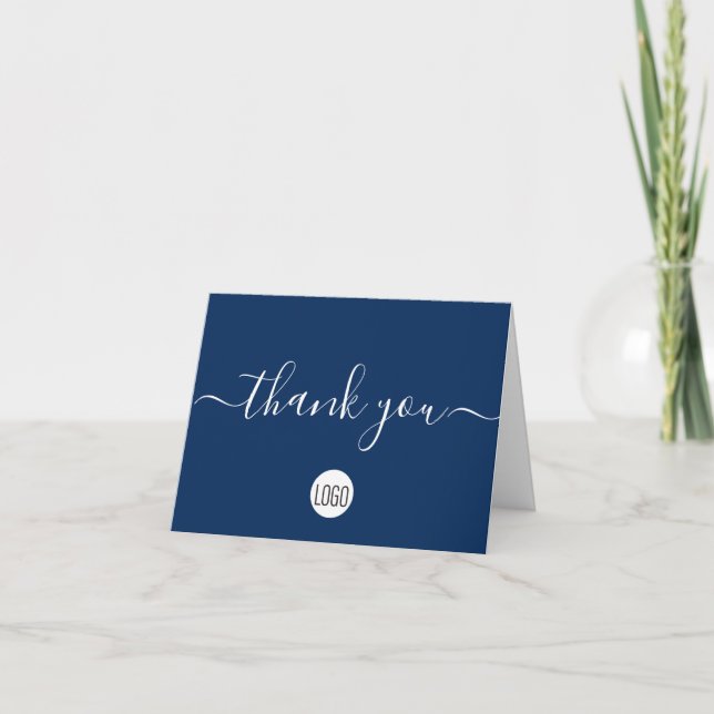 Blue Custom Customer Appreciation Professional Thank You Card (Front)
