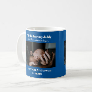 Blue Custom Daddy Photo First Father's Day Coffee Mug