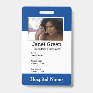 Blue Custom Employee Nurse Doctor ID Photo Badge