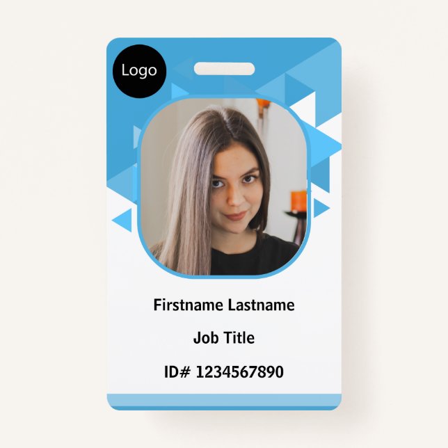 blue Custom Employee, Personalised your own id ID Badge (Front)