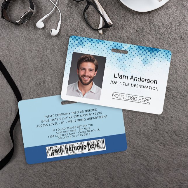 Blue Custom Employee Photo ID Badge (Prof. Business Badge)