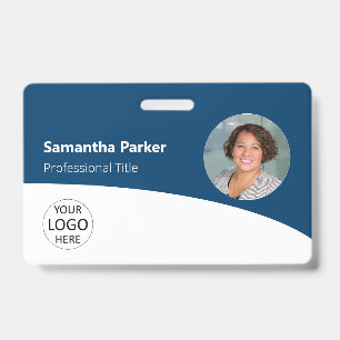 Blue Custom Employee - Photo, Logo, Barcode, Name ID Badge